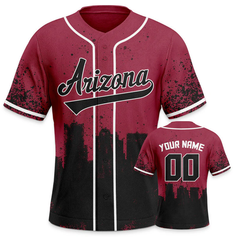 Custom 3D Graffiti Red Black-White Authentic Baseball Silhouette Jersey1
